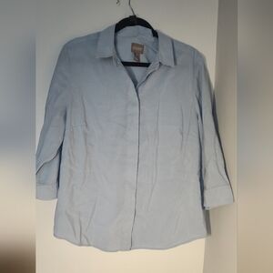 Chicos Light Blue Casual Button Down Shirt Size 2/Lg #646